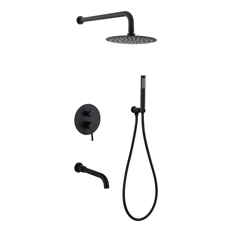 Samliyu Black Shower Robinet Set Mound Mound Bathroom Bathroom Hot & Cold Water Bucheur Taps Système de douche de précipitations cachée