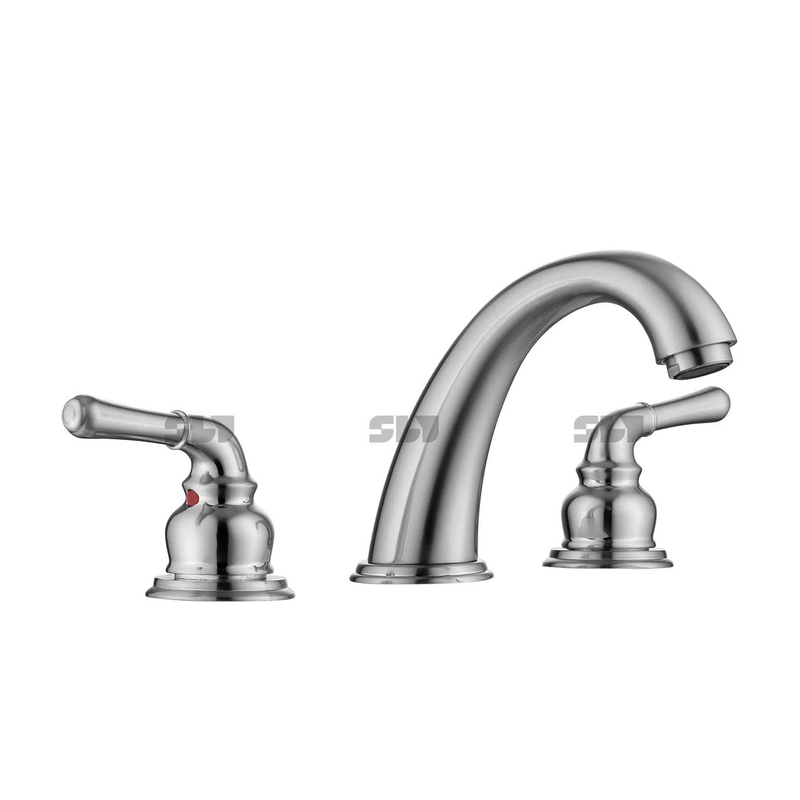 SLY Double Poignée Robinet Salle De Bains Eau Chaude Froide Brosse Nickel Baisn Mitigeur