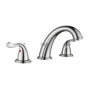 SLY Robinet mitigeur de lavabo à double poignée brossé Robinet de lavabo à 3 trous pour salle de bain