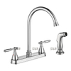 Robinet de lavabo sournois 3 trous 2 manche robinet robinet brossé nickle de cuisine robinet avec pulvérisateur
