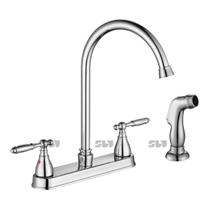 Robinet de lavabo sournois 3 trous 2 manche robinet robinet brossé nickle de cuisine robinet avec pulvérisateur