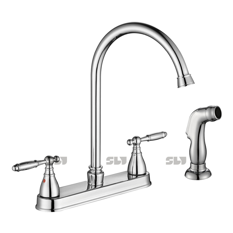 Robinet de lavabo sournois 3 trous 2 manche robinet robinet brossé nickle de cuisine robinet avec pulvérisateur