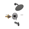 Système de douche SLY Ensemble de robinet de douche en or brossé avec bec de baignoire (valve incluse) Ensemble de baignoire de douche mural multifonction