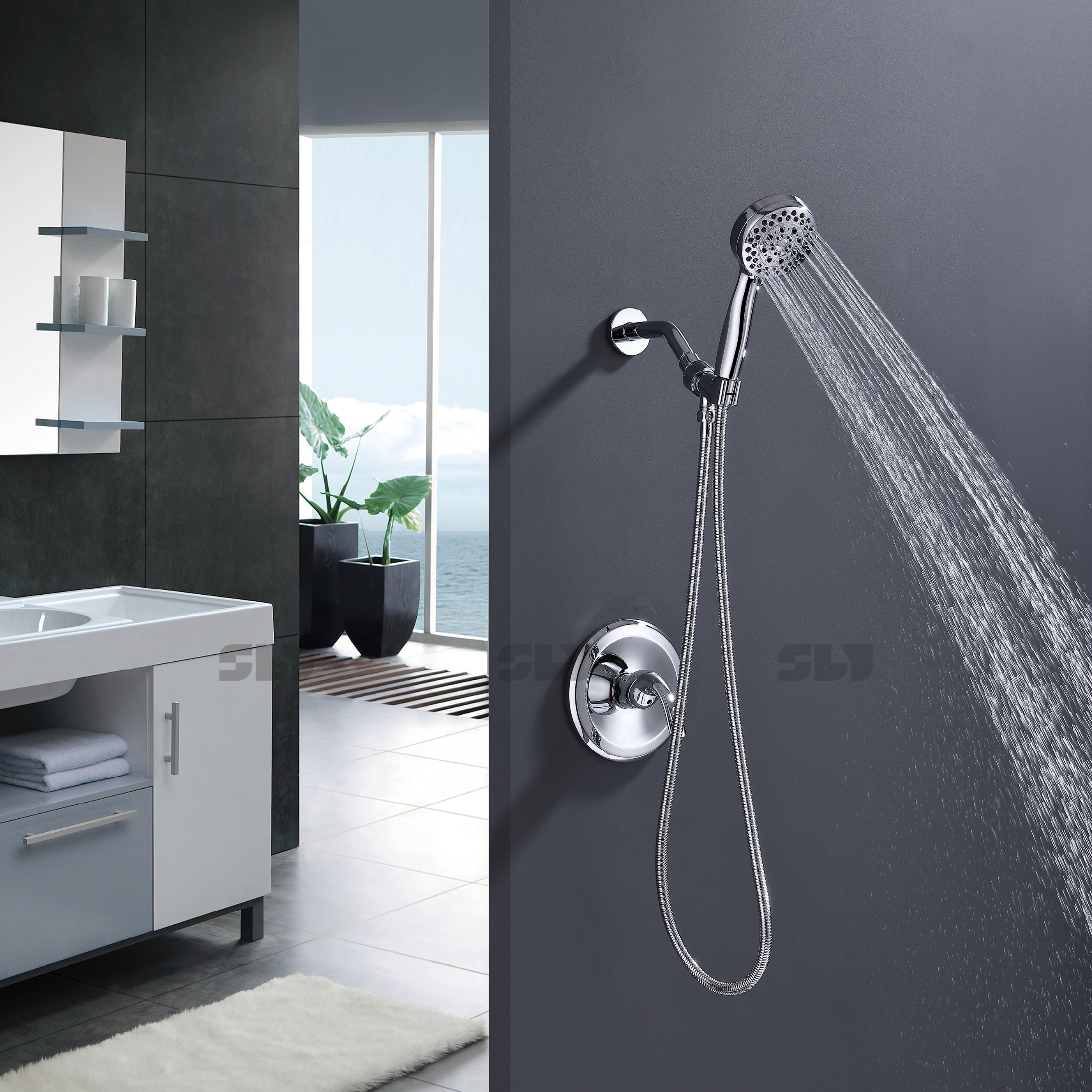 Pommeau de douche SLY en or bross&eacute; combin&eacute; douche en laiton