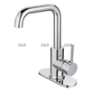 Robinet de lavabo de salle de bain à un seul trou en acier inoxydable sournois
