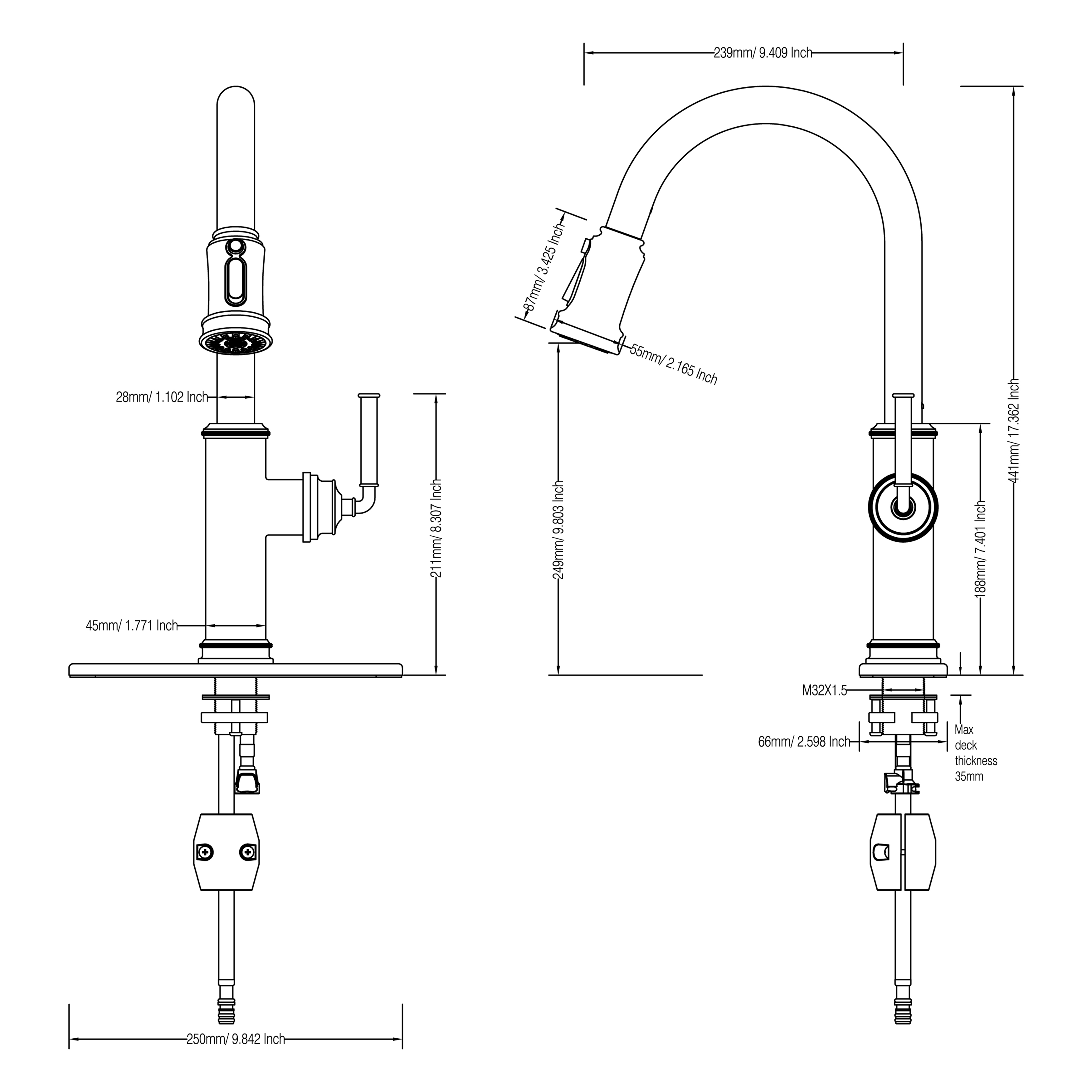 robinet de cuisine en acier inoxydable