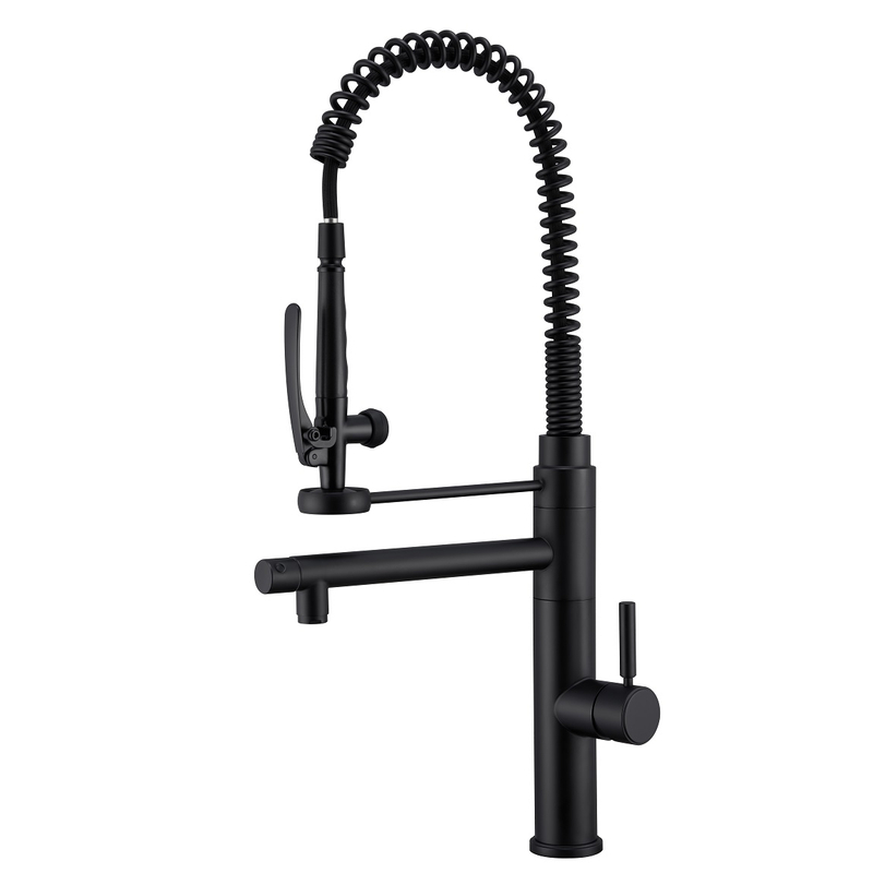 Robinet d'évier de robinet de cuisine noire moderne sournois sournois.