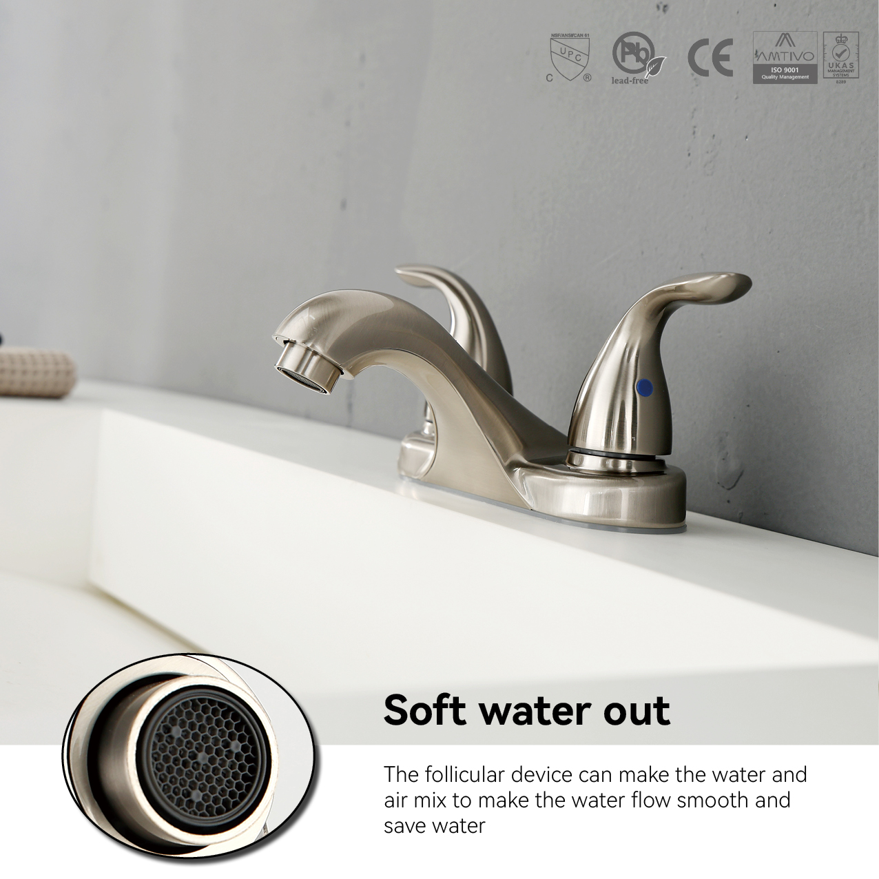 Nickel brossé Nouveau design de luxe Taps de salle de bain robinets d'évier de mixage