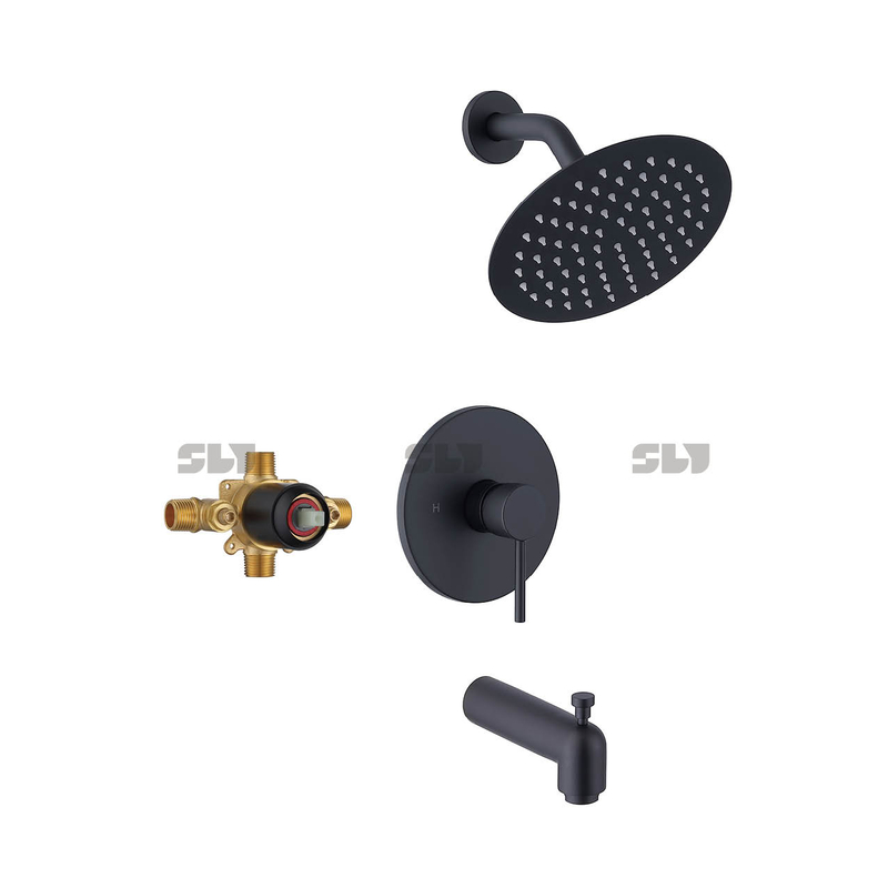 Système de douche SLY Ensemble de robinet de douche en or brossé avec bec de baignoire (valve incluse) Ensemble de baignoire de douche mural multifonction