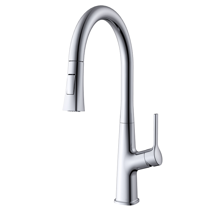 Robinet de cuisine sournois noire et or rose avec pulvérisateur