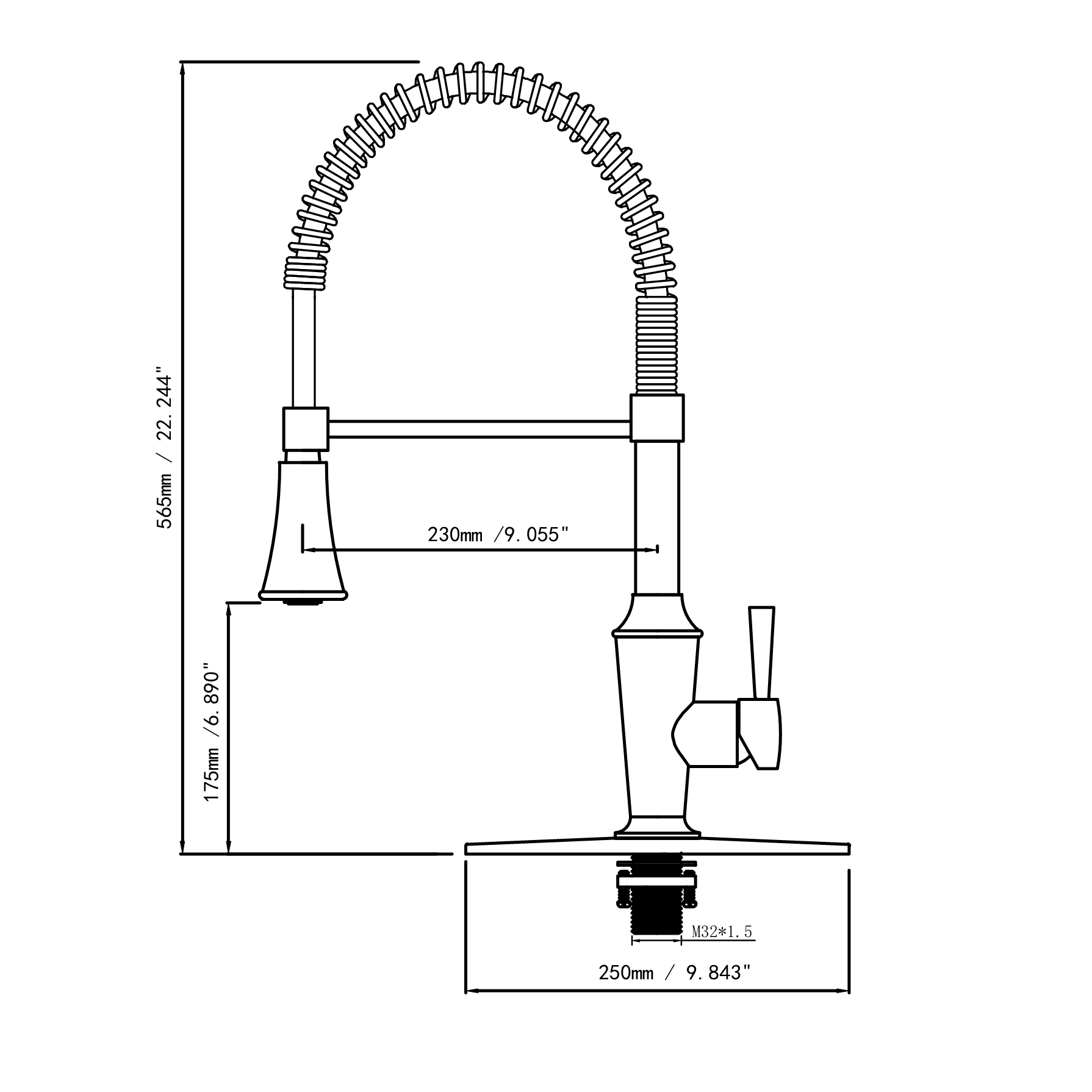 robinet de cuisine avec pulv&eacute;risateur r&eacute;tractable