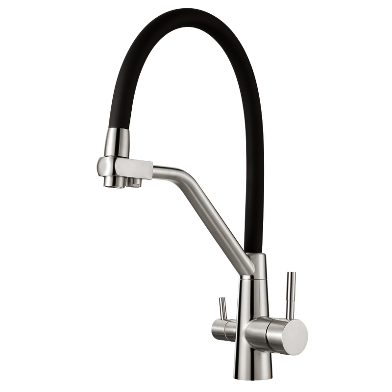 Montage de pont sournois 2 Poigrés Nickel brossé Smart Smart Sort Out Purified Water Kitchen Antirust Robinets