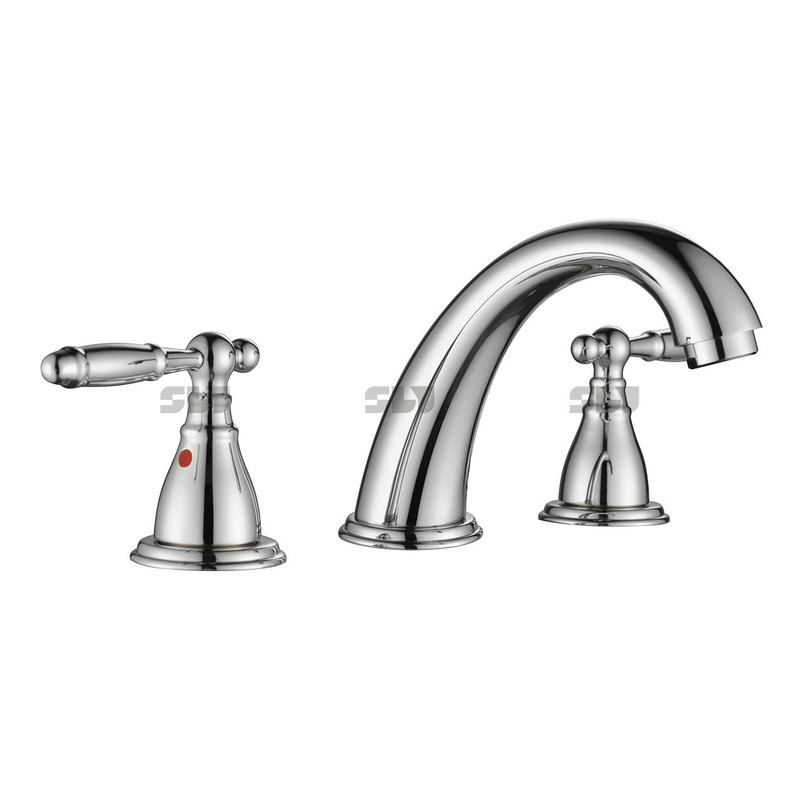 Robinet sournois à double poignée à 3 trous robinet de lavabo de lavage commercial