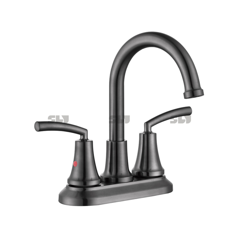 SLY nouveau Design Chrome 4 pouces bassin robinet salle de bain mitigeur robinet pont monté lavabo visage robinet avec double poignée 