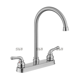 Robinet d'eau à deux poignées en alliage de zinc chromé SLY Robinet de cuisine de luxe à 2 trous