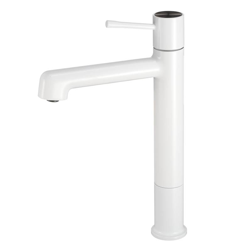 Basin de robinet de salle de bain à levier blanc crémeux en laiton en laiton