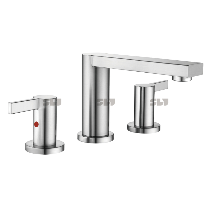 Robinet à double poignée en argent en acier inoxydable sournois