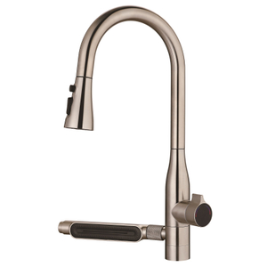 Robinet de cuisine à poil à manche mono à handle moderne brossé.