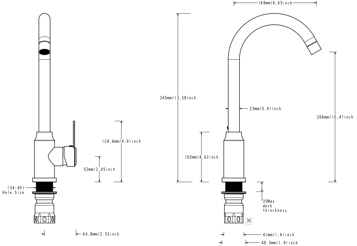 Sinon avec cascade robinet 