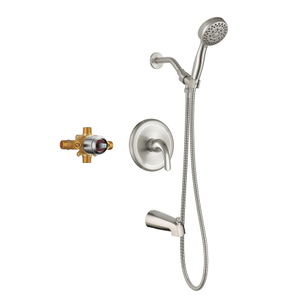 Fiche de douche de salle de bain chromée monothérapie combo avec spout et vanne de baignoire