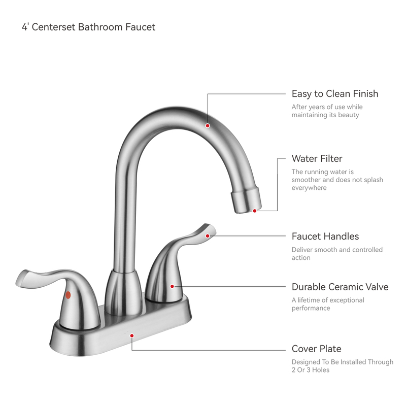 Robinet de salle de bain du bassin à poignée double à double tête