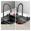 Samliyu Kitchen Waterfall Under the Home Large Single évier S.S304 Brossé pistolet Metal Sinon Key Shark Discffichage numérique Flying Rain Robinet