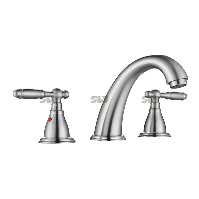 Robinet sournois à double poignée à 3 trous robinet de lavabo de lavage commercial