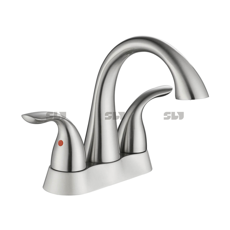 Basin sournois sur pont de pont de pont de salle de bain montée sur salle de bain luxe à deux poignées robinet 