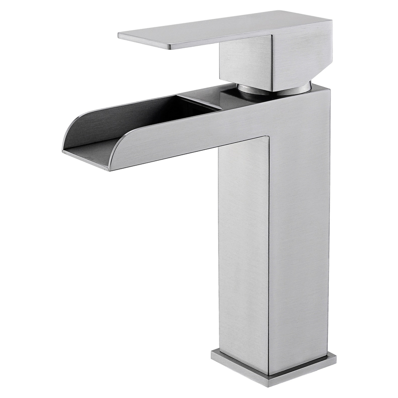 Handle monocyless en acier inoxydable et mélangeurs d'évier de salle de bain à un trous tape du robinet de bassin moderne contemporain 