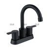 Robinet de bassin de salle de bain à double poignée noire mate macte