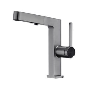 SLY Zinc brossé pistolet métal salle de bains moderne monotrou poignée évier robinets mélangeurs robinets