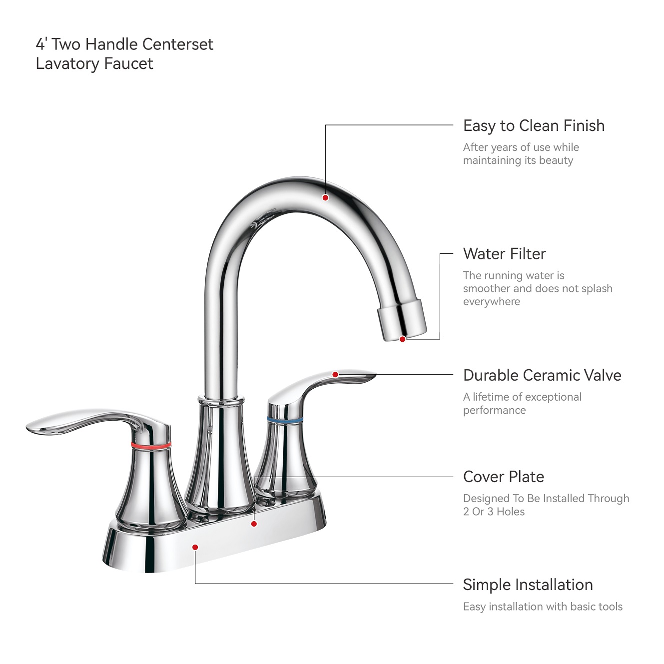 Sly Chrome Vente chaude moderne Mixer évier robinets de salle de bain robinets