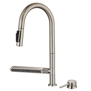 Robinet de cuisine sournois avec pull-out pull-out de pulvérisateur 5 mode SS304 Nickel 360 Nickel 360 Faucet avec poignée séparée