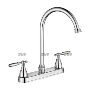 SLY CUPC Robinet de cuisine chaud et froid Robinet mitigeur d'eau chromé monté sur le pont