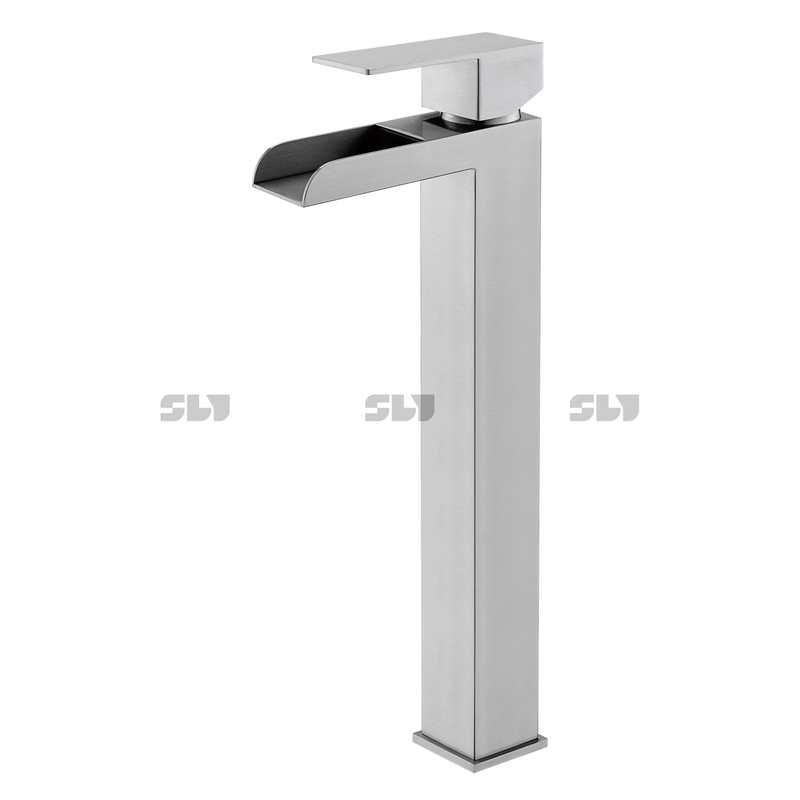 Robinet de salle de bain monomorphe monomless en acier inoxydable sur un trou unique premium