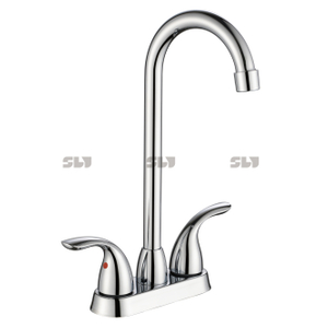Robinet de cuisine à double poignée moderne moderne 4 pouces terrasse montée noir monté en acier inoxydable de salle de bain papeur d'eau vanité du bassin de cuisine de cuisine