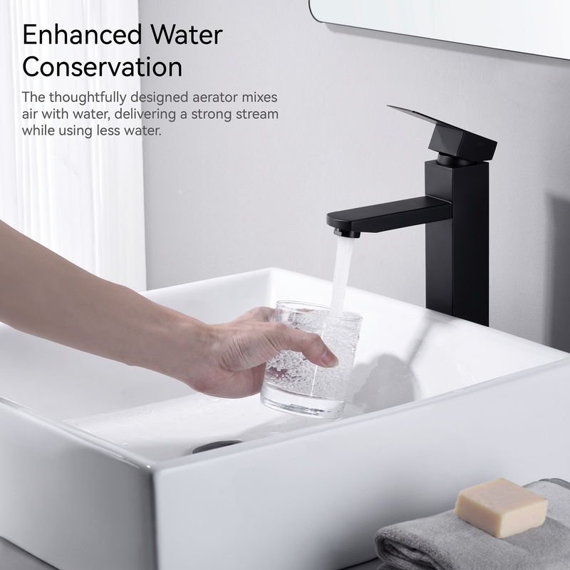 Robinet de bassin en laiton à poignée simple noire mate noire