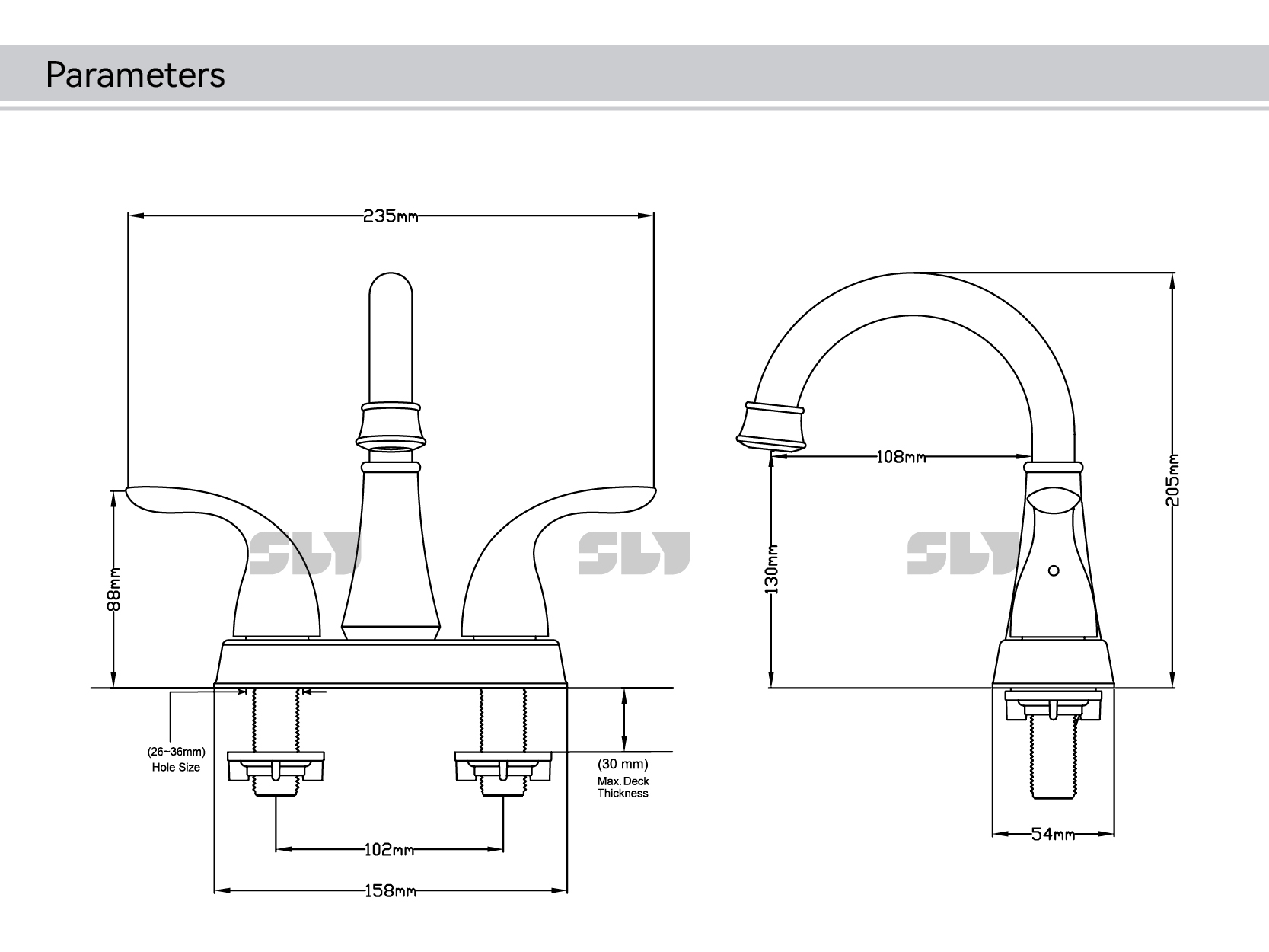 robinet de salle de bain standard