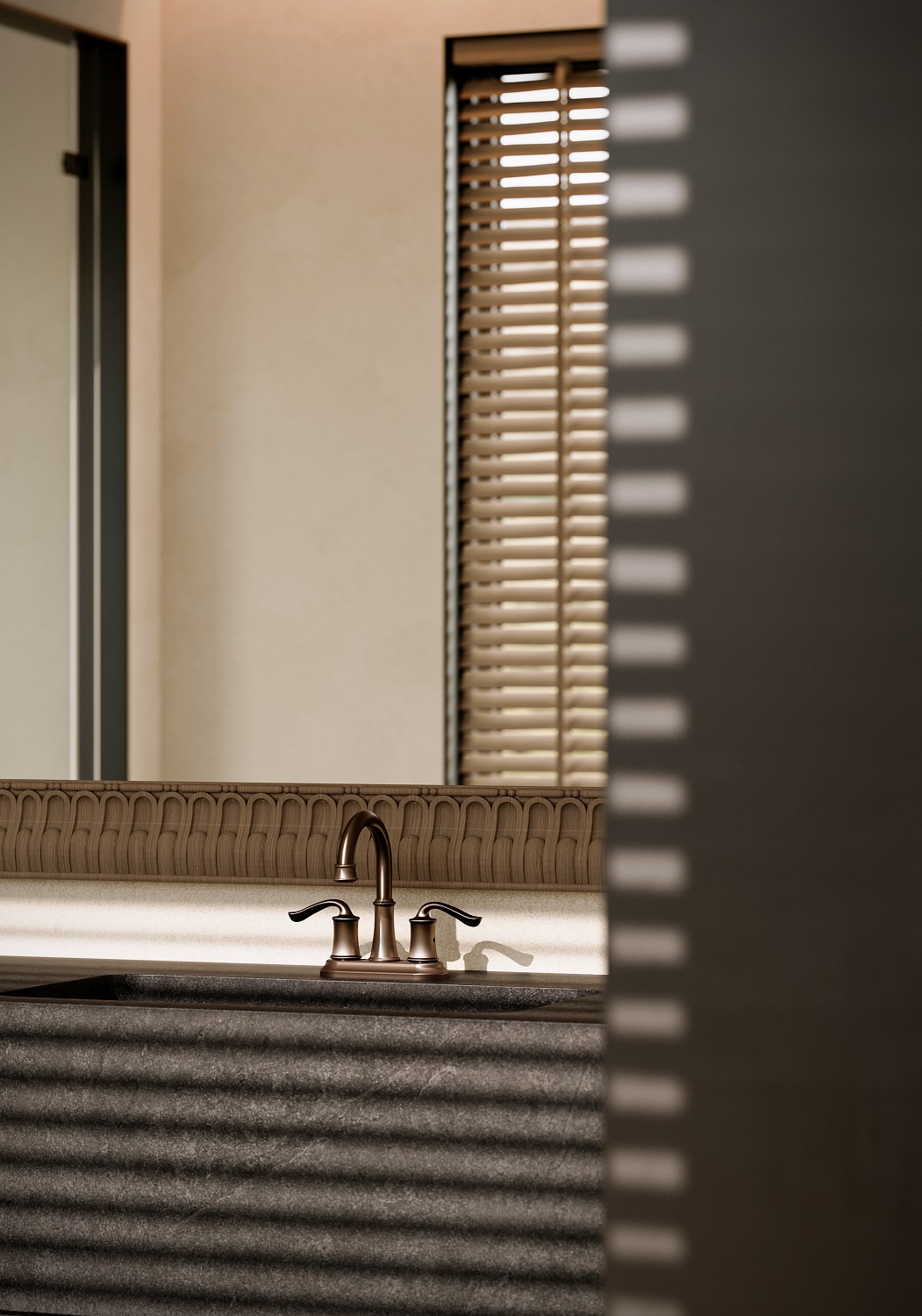 robinet de salle de bain en bronze huil&eacute;