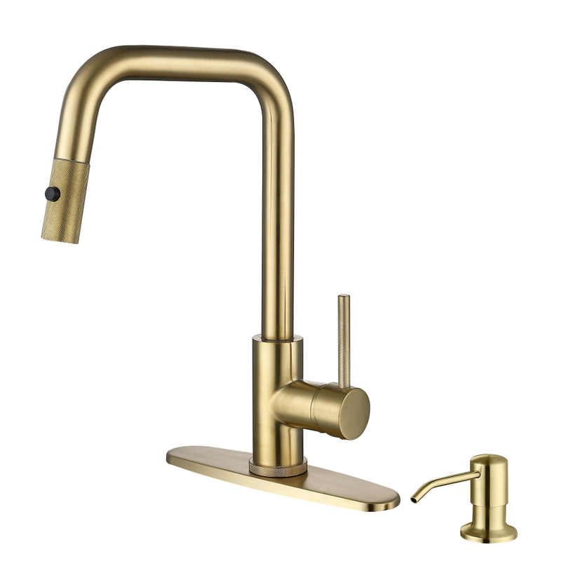 Robinet de cuisine en nickel brossé sournois avec pulvérisateur