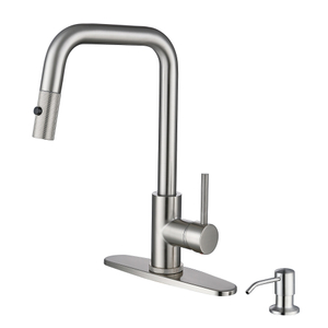 Robinet de cuisine en nickel brossé sournois avec pulvérisateur