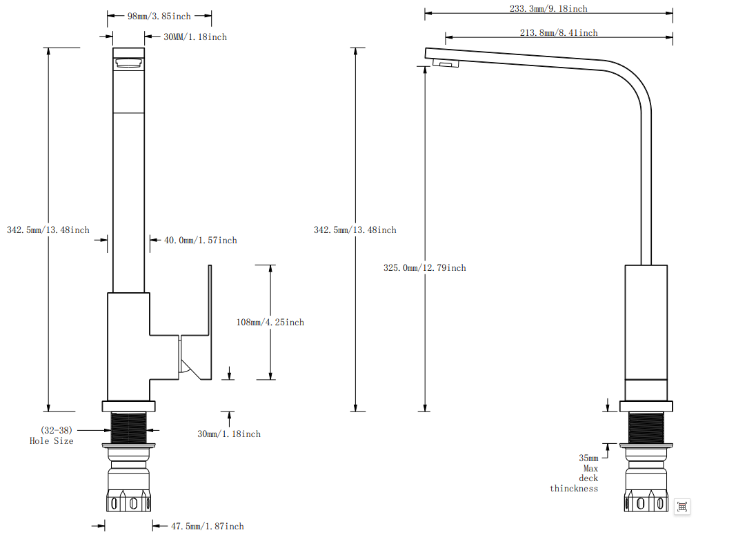 Fauce de cuisine noir mat