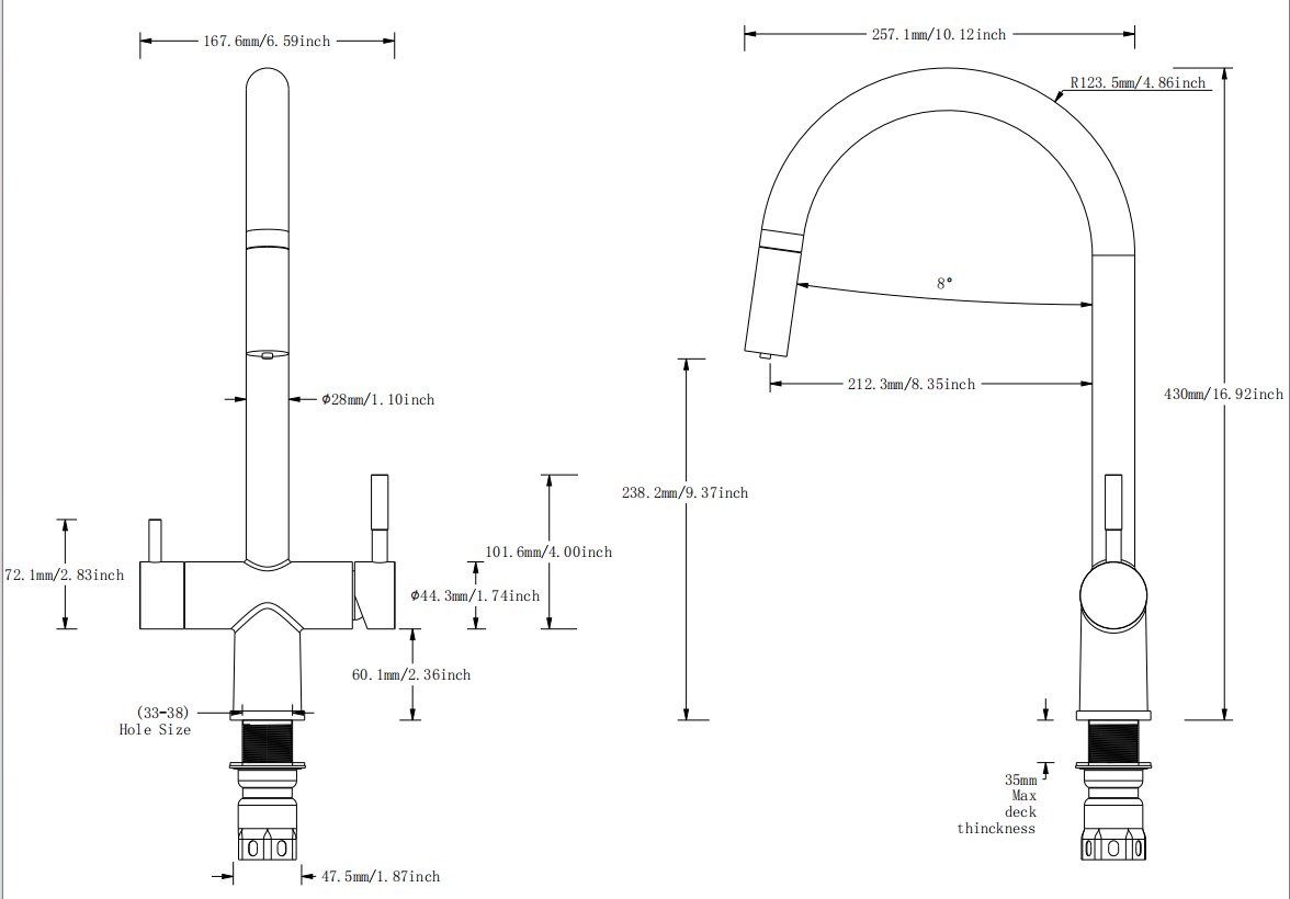 2 poign&eacute;es de cuisine robinet
