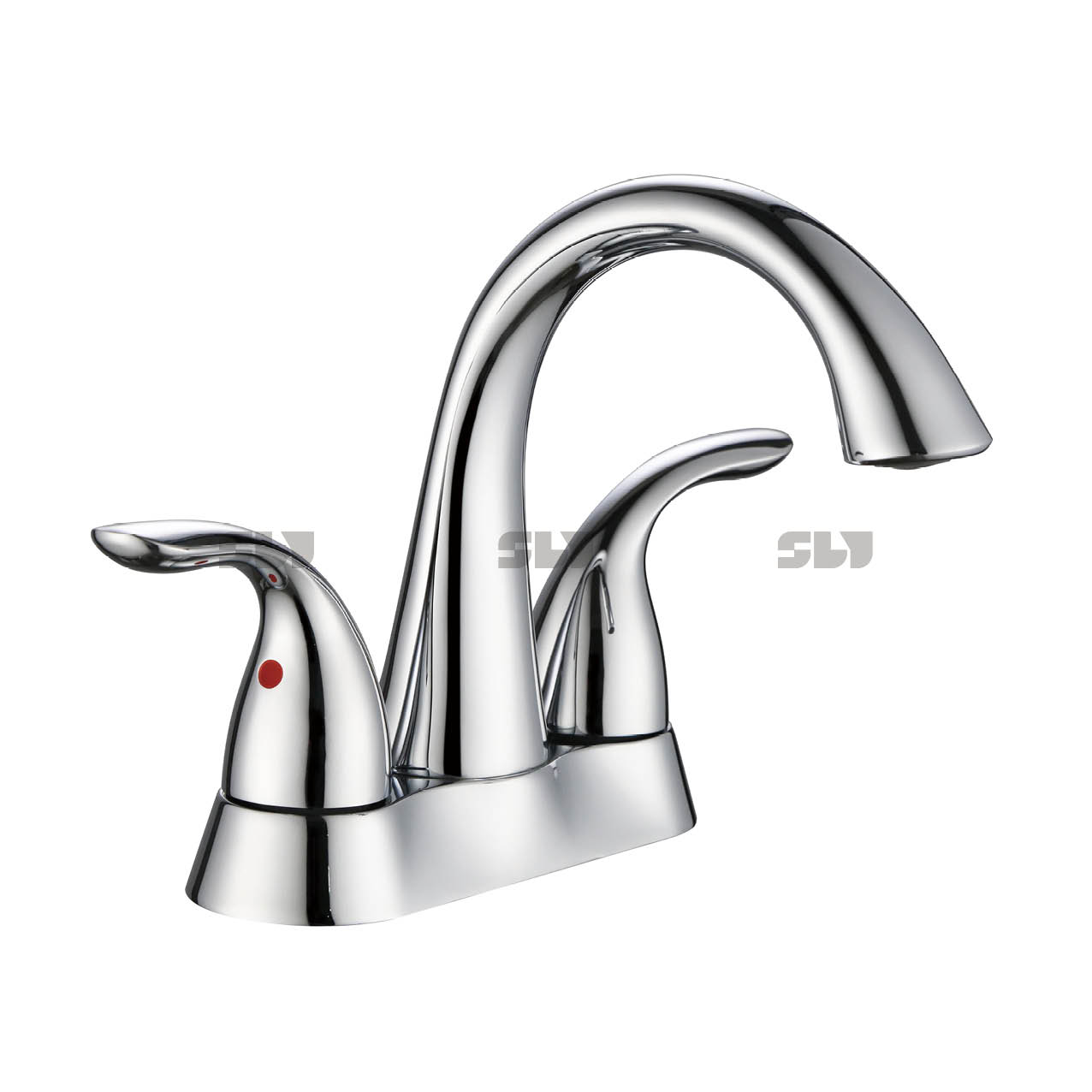 Basin sournois sur pont de pont de pont de salle de bain montée sur salle de bain luxe à deux poignées robinet 