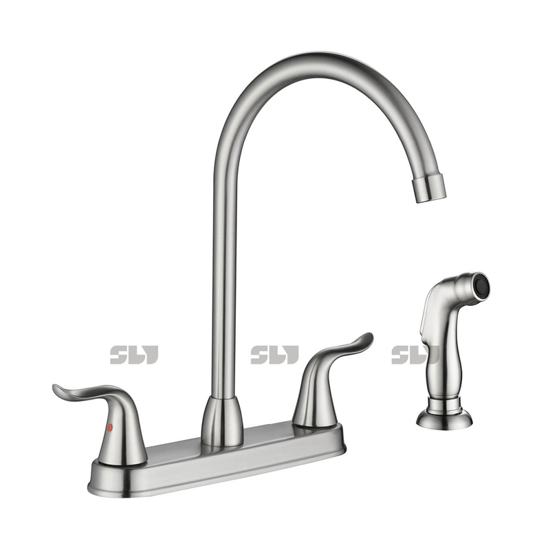 Robinet de cuisine à deux manches sournois sournois avec robinet de haute qualité chromé