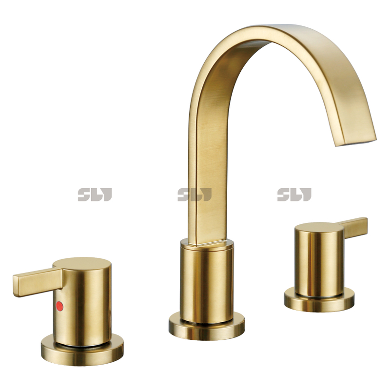Sly China Fournisseur Luxury Brossed Gold Basin Basin Taps Robinet de salle de bain répandu