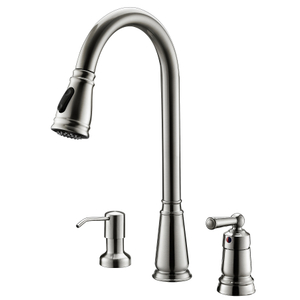 Nickel sourcil nickel Fauchette de chantier robinet de lavabo de cuisine 3 voies 