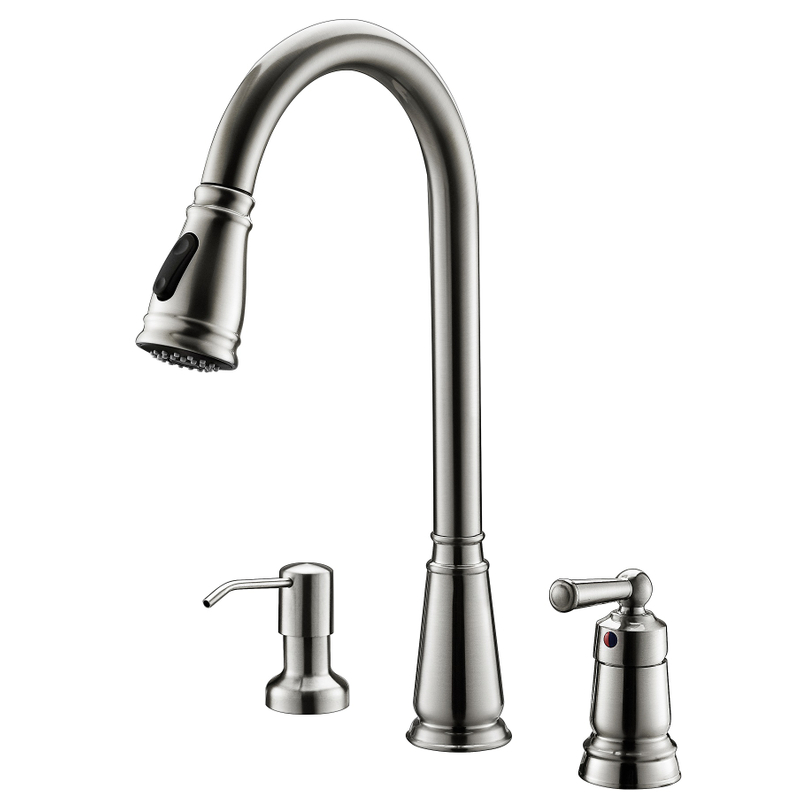 Nickel sourcil nickel Fauchette de chantier robinet de lavabo de cuisine 3 voies 