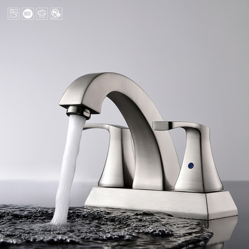 Robinet de lavabo de salle de bain nickel sournois monture de pont robinet à un trous