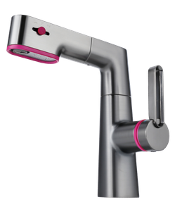 SLY Zinc brossé pistolet métal salle de bains chaud et froid monotrou lavabo mélangeur robinet